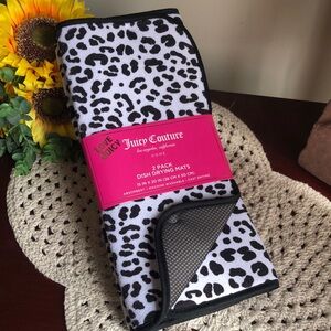 Juicy Couture Black & White Leopard Dish Drying Mats - 2 Pack